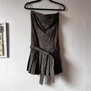 RED Valentino Tweed Strapless Pleated Mini Dress